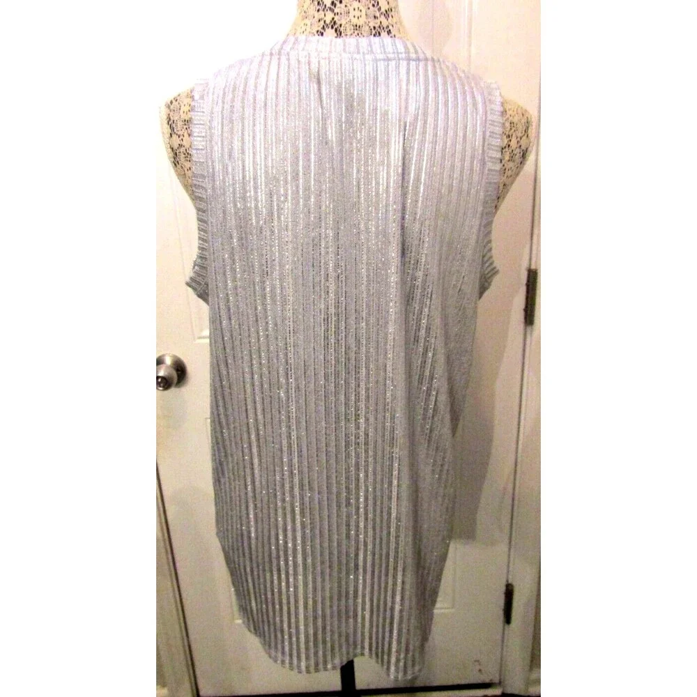 Pure Amici Tank Top Metallic  Silver Ribbed NWT Womens Size S